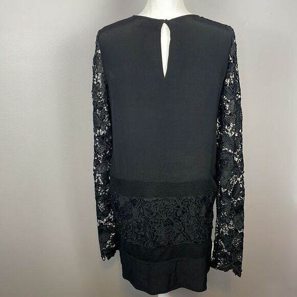 ASTR Black Long Sleeve Floral Lace Mini Dress. Size Large. Witchy, Goth Style. - Picture 8 of 15